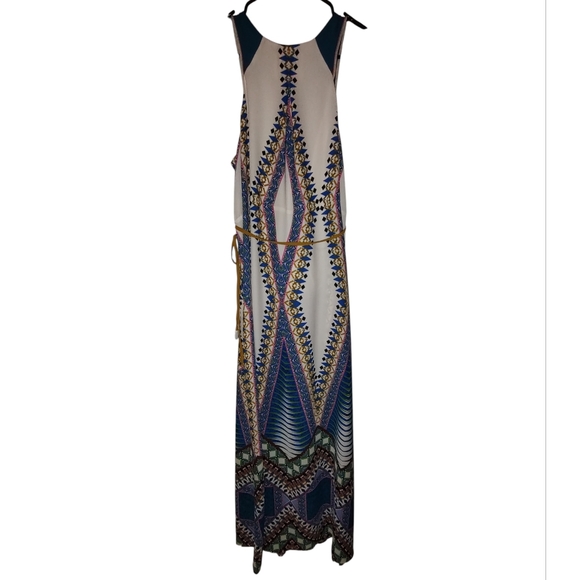 Maeve Multicolor Printed Sleeveless Maxi Dress with Belt - Picture 5 of 5
